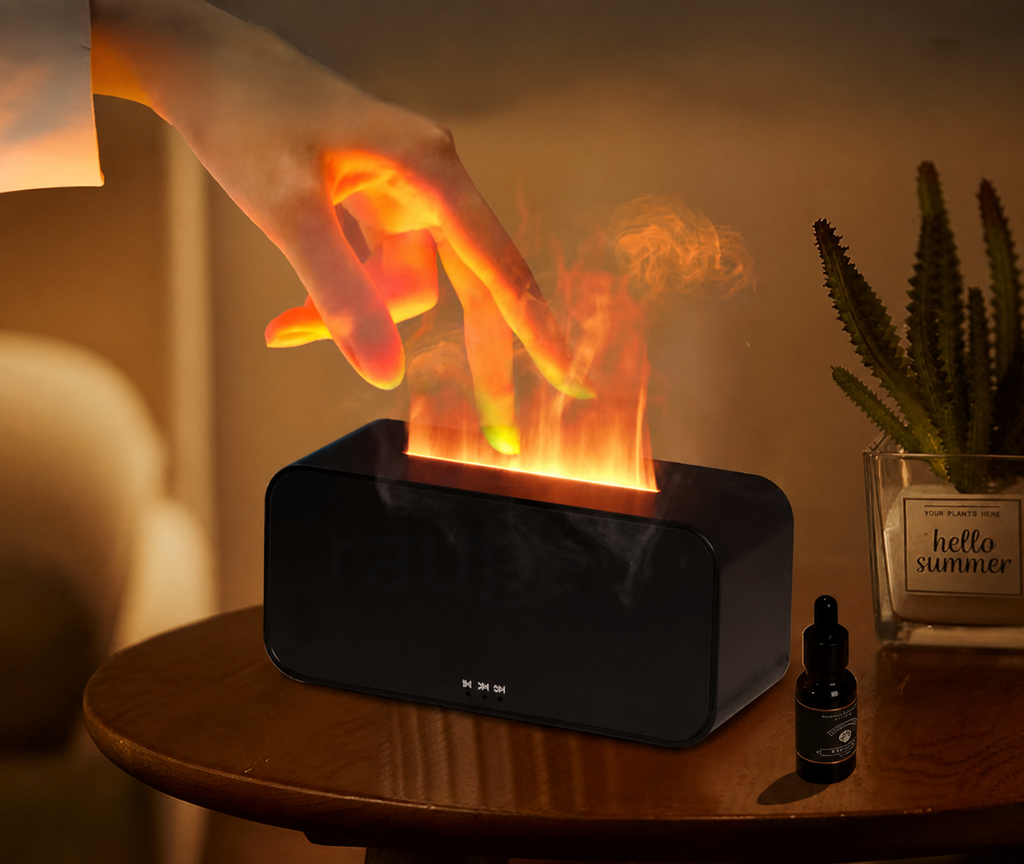 EmberGlow Flame Diffuser | Cozy Fireplace Glow + Aromatherapy Mist