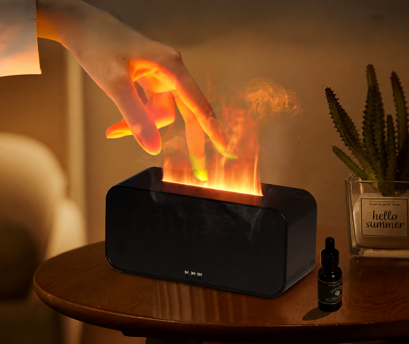 EmberGlow Flame Diffuser | Cozy Fireplace Glow + Aromatherapy Mist