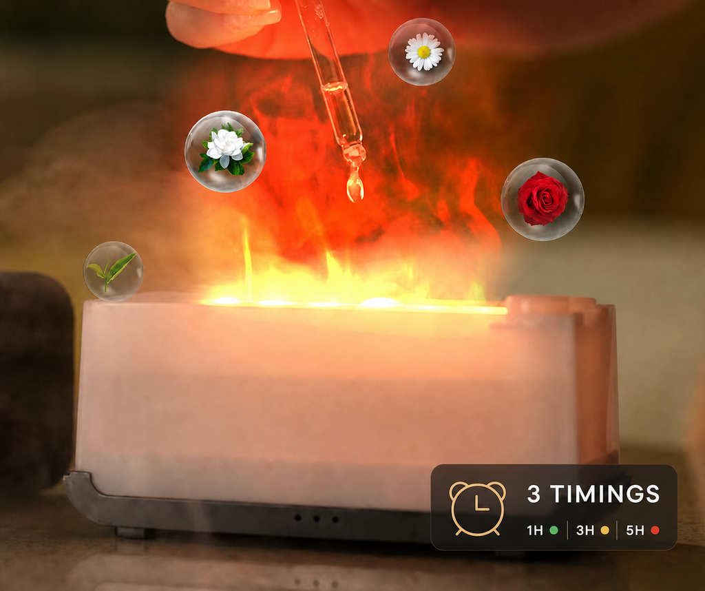 EmberGlow Flame Diffuser | Cozy Fireplace Glow + Aromatherapy Mist